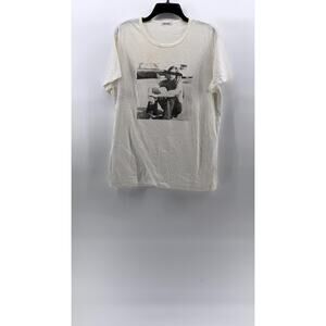 HIRO CLARK Men's White-Black Graphic Crewneck Short Sleeve Casual T-Shirt SZ M